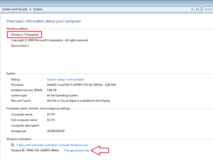 Windows 7 Enterprise Product Key Free